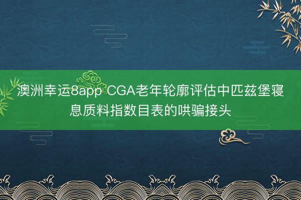 澳洲幸運8app CGA老年輪廓評估中匹茲堡寢息質料指數目表的哄騙接頭